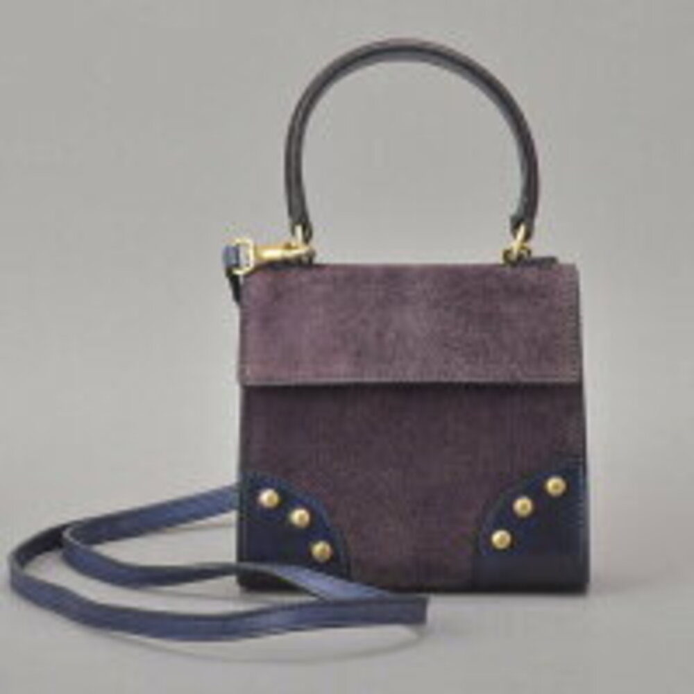 Celine shoulder bag handbag suede leather purple blue pouch crossbody - Picture 2 of 10